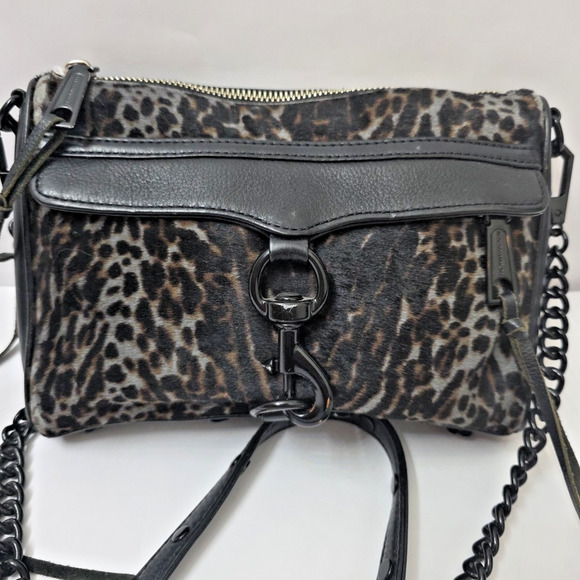 Y2K Rebecca Minkoff Mini MAC Convertible Crossbody Bag Leopard Print Calf Hair - Picture 6 of 11